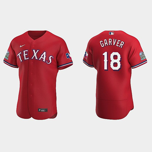 Mens Texas Rangers #18 Mitch Garver Nike Red Alternate FlexBase Player Jersey