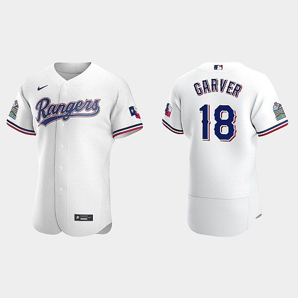 Mens Texas Rangers #18 Mitch Garver Nike White Home FlexBase Player Jersey