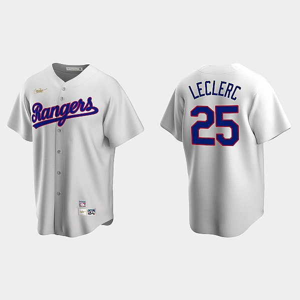 Mens Texas Rangers #25 Jose Leclerc Nike White Cooperstown Collection Home Jersey