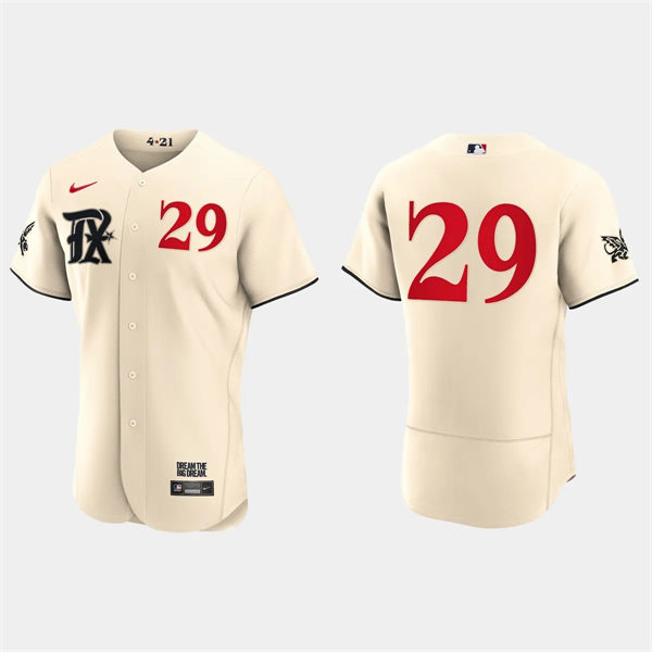 Mens Texas Rangers #29 Adrian Beltre Cream 2023 City Connect Authentic Jersey Cream