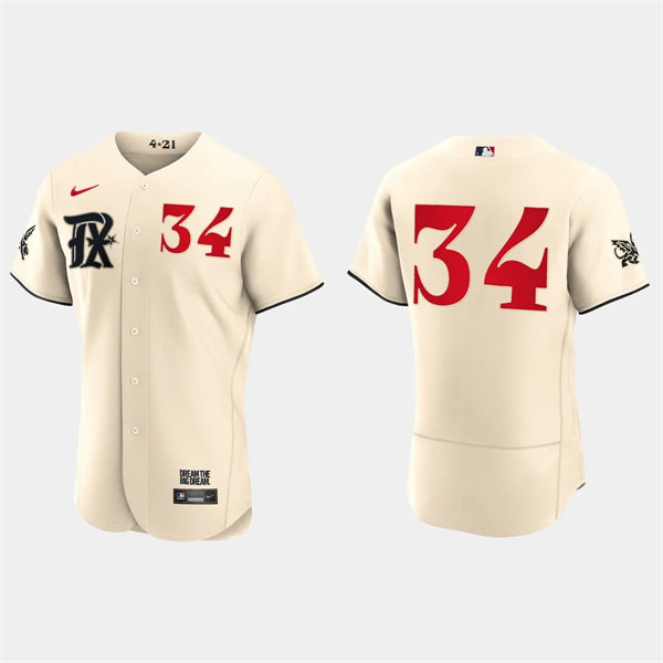 Mens Texas Rangers #34 Nolan Ryan Cream 2023 City Connect Authentic Jersey Cream