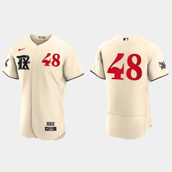 Mens Texas Rangers #48 Jacob deGrom Cream 2023 City Connect Authentic Jersey Cream
