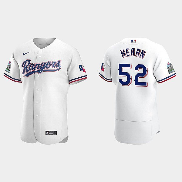 Mens Texas Rangers #52 Taylor Hearn Nike White Home FlexBase Player Jersey