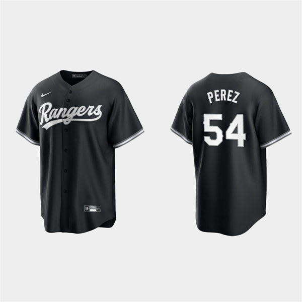 Mens Texas Rangers #54 Martin Perez Nike Black White Collection Jersey