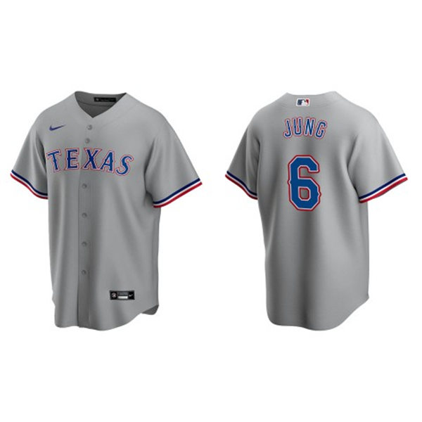 Mens Texas Rangers #6 Josh Jung Nike Road Gray CoolBase Jersey