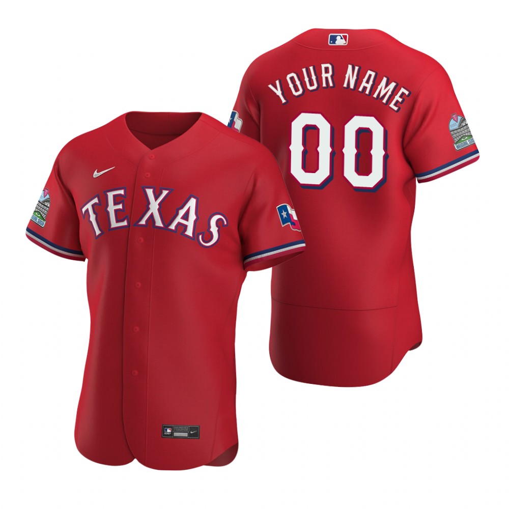 Mens Texas Rangers Custom Rafael Palmeiro Nolan Ryan Michael Young Gaylord Perry Nike Scarlet FlexBase Jersey