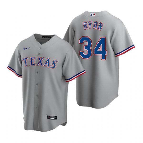 Mens Texas Rangers Retired Player #34 Nolan Ryan Nike Grey Road CoolBase Player Jersey