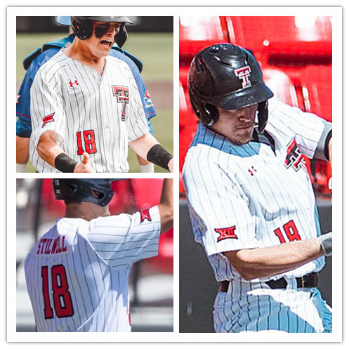 Mens Texas Tech Red Raiders #18 COLE STILWELL White Pinstripe Under Armour College Baseball Game Jersey 