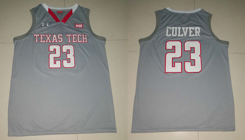 Mens Texas Tech Red Raiders #23 Jarrett Culver Under Armour 2018-19 Grey Basketball Jersey 
