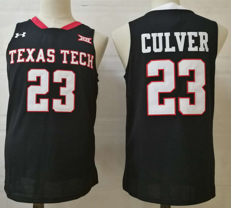 Mens Texas Tech Red Raiders #23 Jarrett Culver Under Armour Black Basketball Jersey 