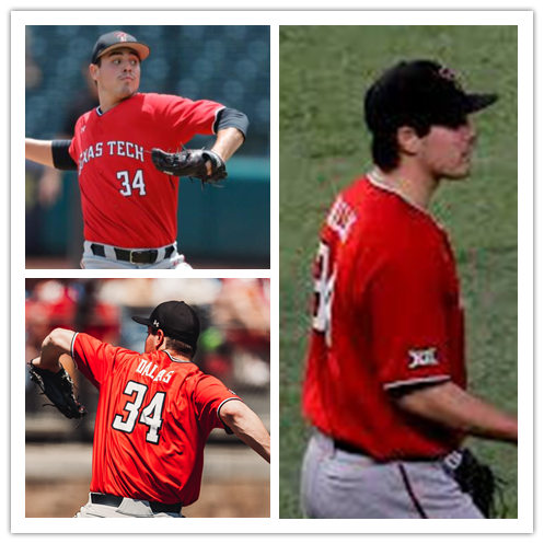 Mens Texas Tech Red Raiders #34 Micah Dallas Red Under Armour College Baseball Game Jersey 