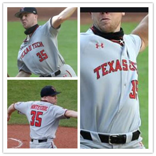 Mens Texas Tech Red Raiders #35 Patrick MonteverdeGrey Under Armour College Baseball Game Jersey 