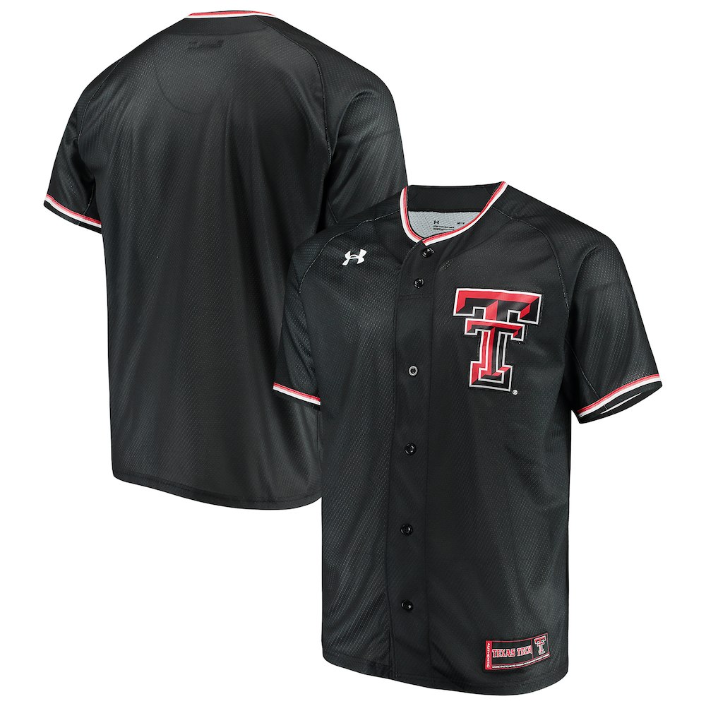 Mens Texas Tech Red Raiders Blank Black Under Armour College Baseball Team Jersey 