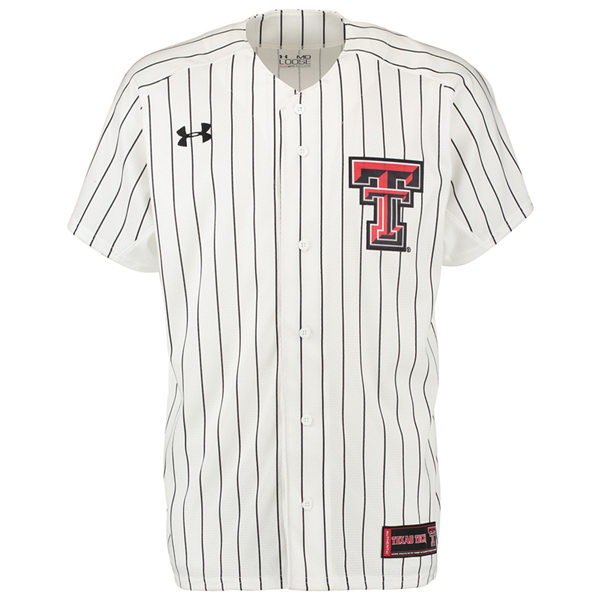 Mens Texas Tech Red Raiders Blank White Pinstripe Under Armour College Baseball Team 