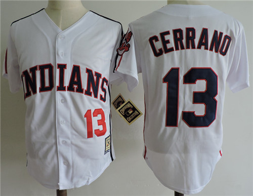 Mens The Major League Film Cleveland Indians #13 Pedro Cerrano White Baseball Jerseys
