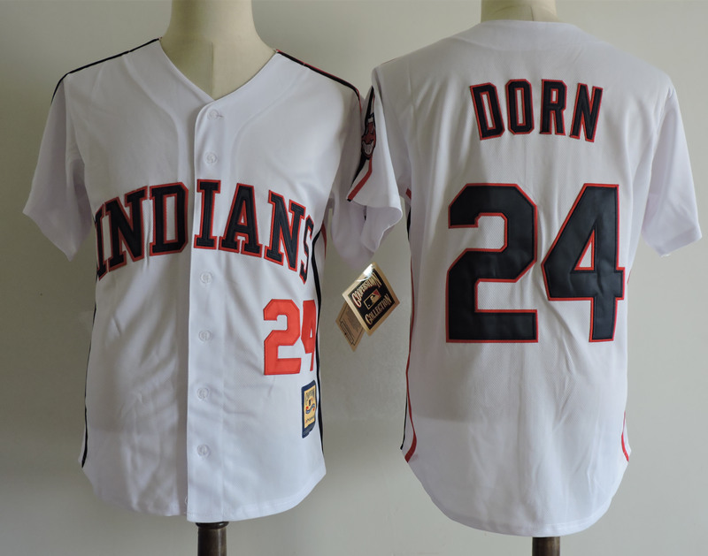 Mens The Major League Film Cleveland Indians #24 ROGER DORN White Baseball Jersey