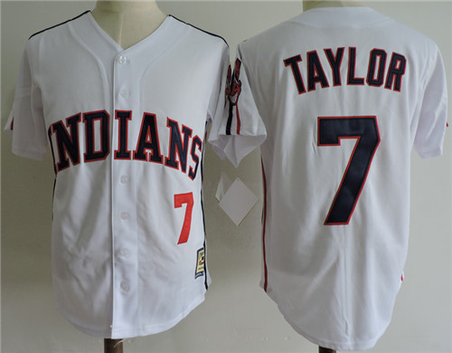 Mens The Major League Film Cleveland Indians #7 Jake Taylor White Baseball Jerseys