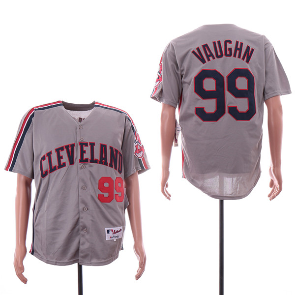 Mens The Major League Film Cleveland Indians #99 Rick Vaughn Grey Baseball Jersey