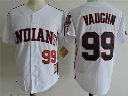 Mens The Major League Film Cleveland Indians #99 Rick Vaughn White Baseball Jerseys