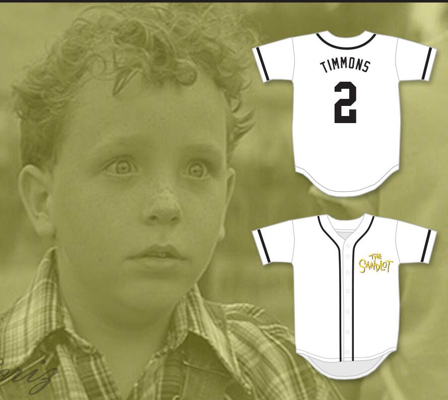 Mens The Sandlot #2 Tommy Timmons White With Gold The Sandlot Baseball Jersey