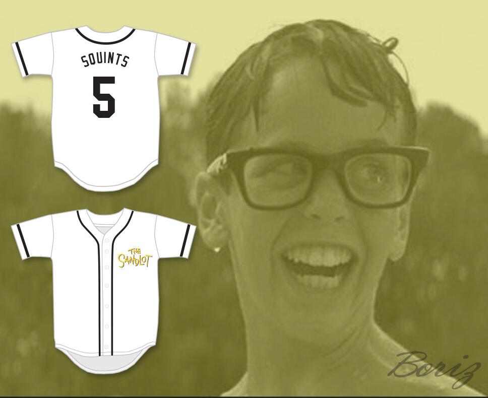 Mens The Sandlot #5 Michael 'Squints' Palledorous White With Gold The Sandlot Baseball Jersey