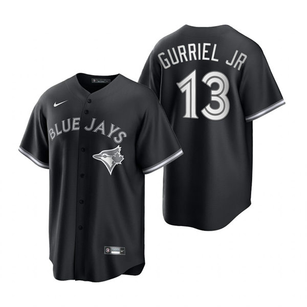 Mens Toronto Blue Jays #13 Lourdes Gurriel Jr. Nike Black White Collection Jersey