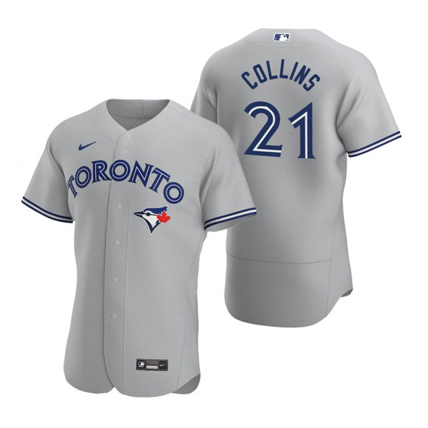 Mens Toronto Blue Jays #21 Zack Collins Nike Gray Road Flex Base Player Jersey