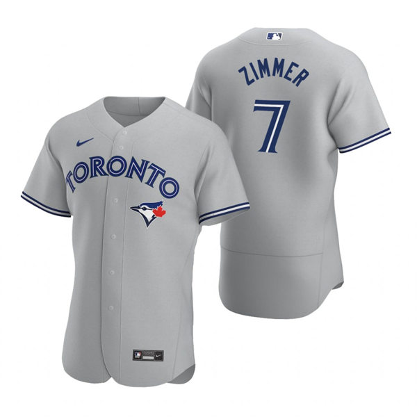 Mens Toronto Blue Jays #7 Bradley Zimmer Nike Gray Road Flex Base Player Jersey