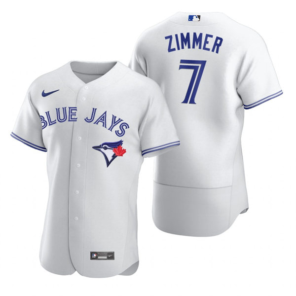 Mens Toronto Blue Jays #7 Bradley Zimmer Nike White Home FlexBase Player Jersey
