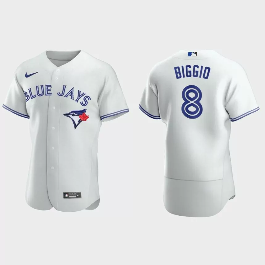Mens Toronto Blue Jays #8 Cavan Biggio White Authentic Jersey