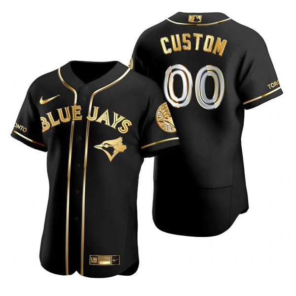 Mens Toronto Blue Jays Custom Randal Grichuk Teoscar Hernandez George Springer Nike Black Gold Edition Jersey