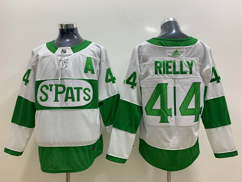 Mens Toronto Maple Leafs #44 Morgan Rielly St. Patrick's Day White Player Jersey Stitched