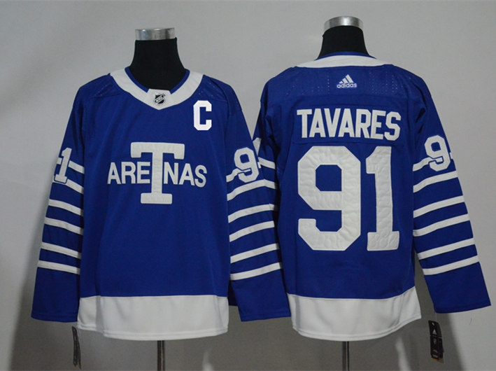 Mens Toronto Maple Leafs #91 John Tavares adidas Blue Third Player Jersey Stitched