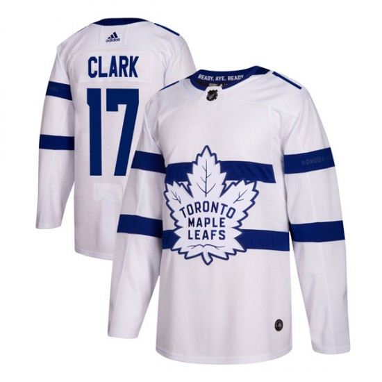 Mens Toronto Maple Leafs Retired Player #17 Wendel Clark adidas White 2018 NHL Stadium Series Player Jersey Stitched