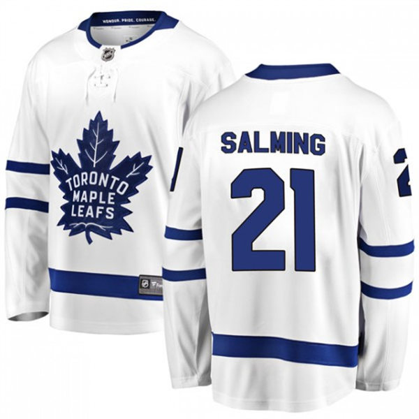 Mens Toronto Maple Leafs Retired Player #21 Borje Salming adidas Away White Player Jersey Stitched