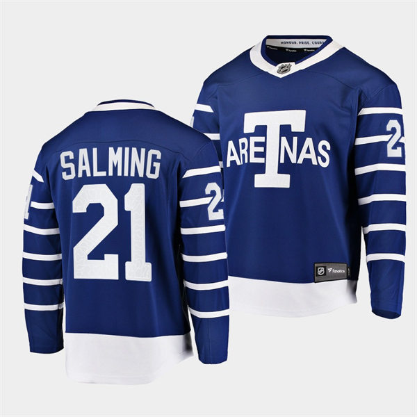 Mens Toronto Maple Leafs Retired Player #21 Borje Salming adidas Blue Third Player Jersey Stitched