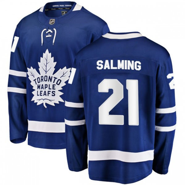 Mens Toronto Maple Leafs Retired Player #21 Borje Salming adidas Home Blue Player Jersey 
