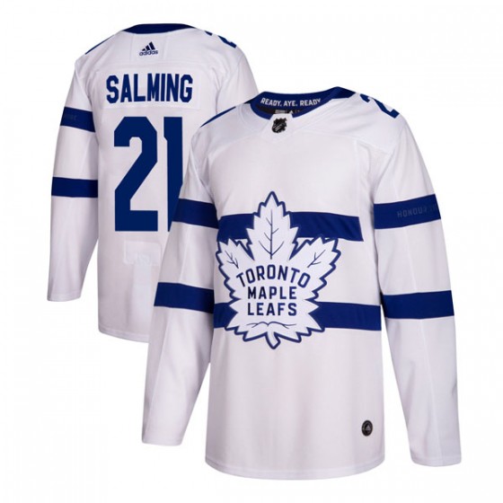 Mens Toronto Maple Leafs Retired Player #21 Borje Salming adidas White 2018 NHL Stadium Series Player Stitched