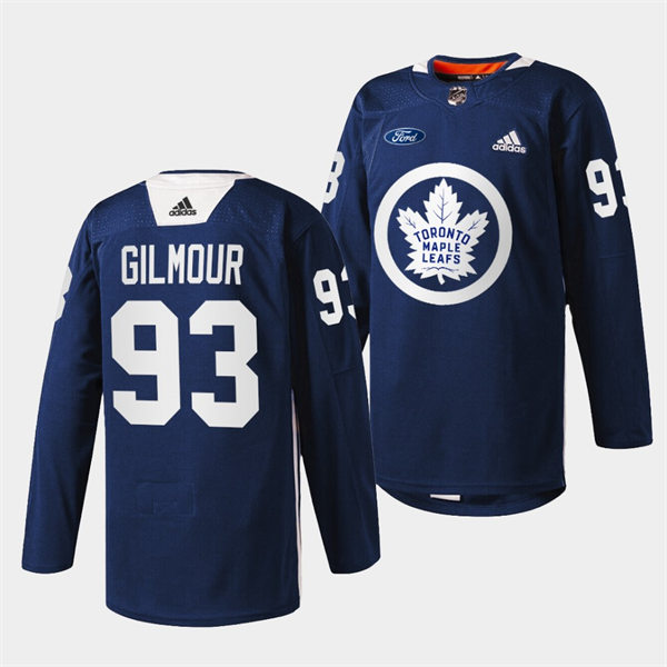 Mens Toronto Maple Leafs Retired Player #93 Doug Gilmour adidas Navy Primary Logo Warm Up Jersey Stitched