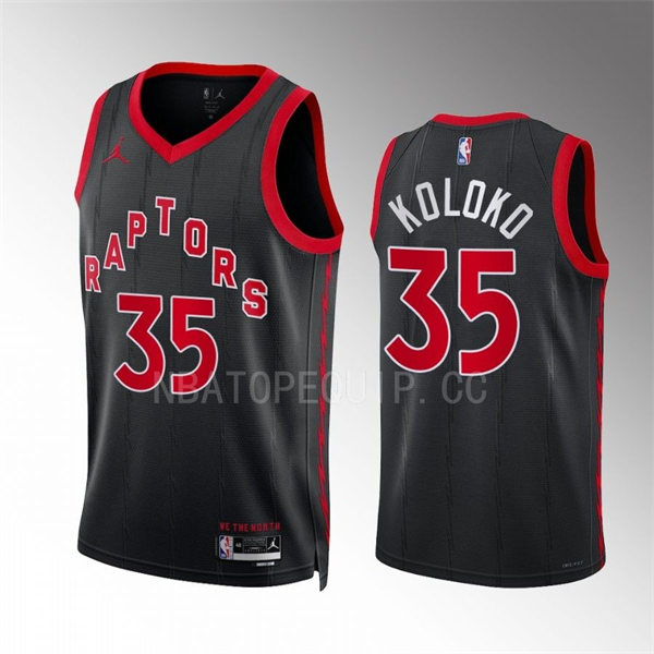 Mens Toronto Raptors #35 Christian Koloko 2022-23 Statement Edition Swingman Jersey Black