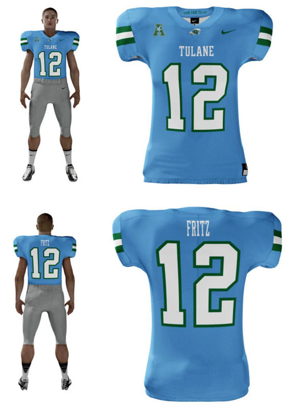 Mens Tulane Green Wave #12 Willie Fritz Nike Blue College Football Game Jersey