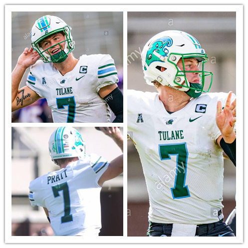 Mens Tulane Green Wave #7 Michael Pratt Nike White College Football Game Jersey