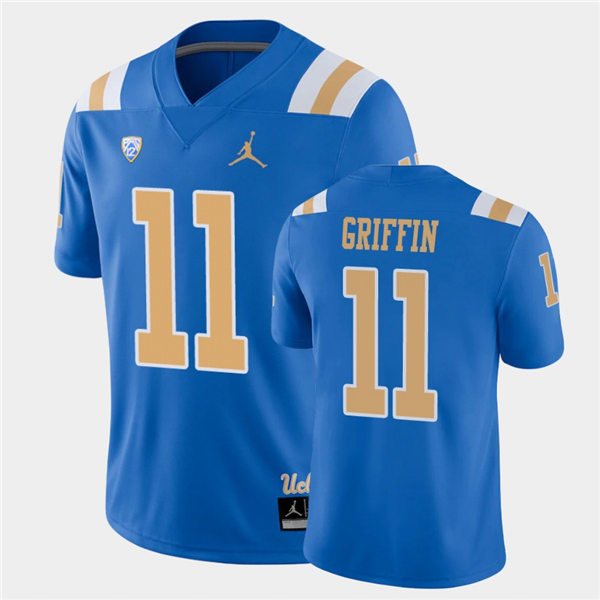 Mens UCLA Bruins #11 Chase Griffin 2021 Jordan Blue College Football Game Jersey