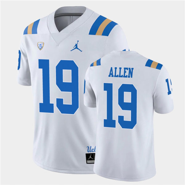 Mens UCLA Bruins #19 Kazmeir Allen 2021 Jordan White College Football Game Jersey