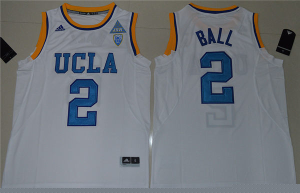 Mens UCLA Bruins #2 Lonzo Ball White Adidas College Basketball Game Jersey