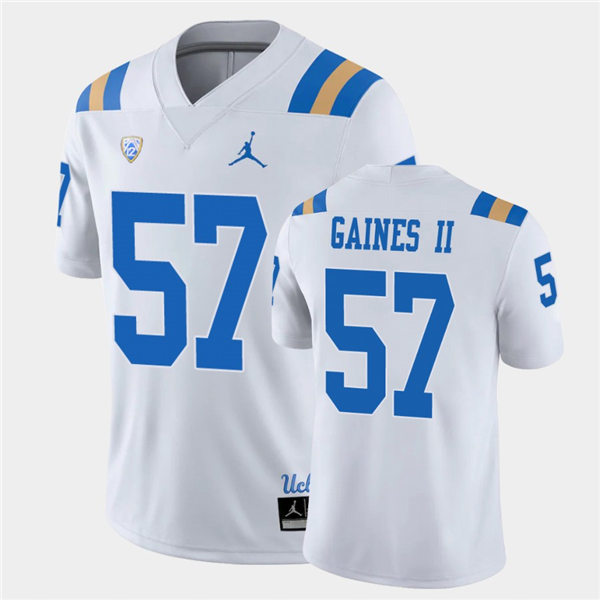 Mens UCLA Bruins #57 Jon Gaines II 2021 Jordan White College Football Game Jersey