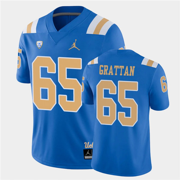 Mens UCLA Bruins #65 Paul Grattan 2021 Jordan Blue College Football Game Jersey