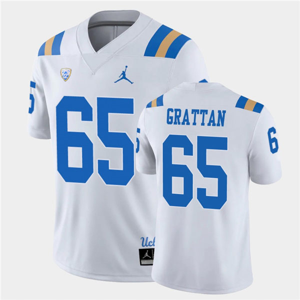 Mens UCLA Bruins #65 Paul Grattan 2021 Jordan White College Football Game Jersey
