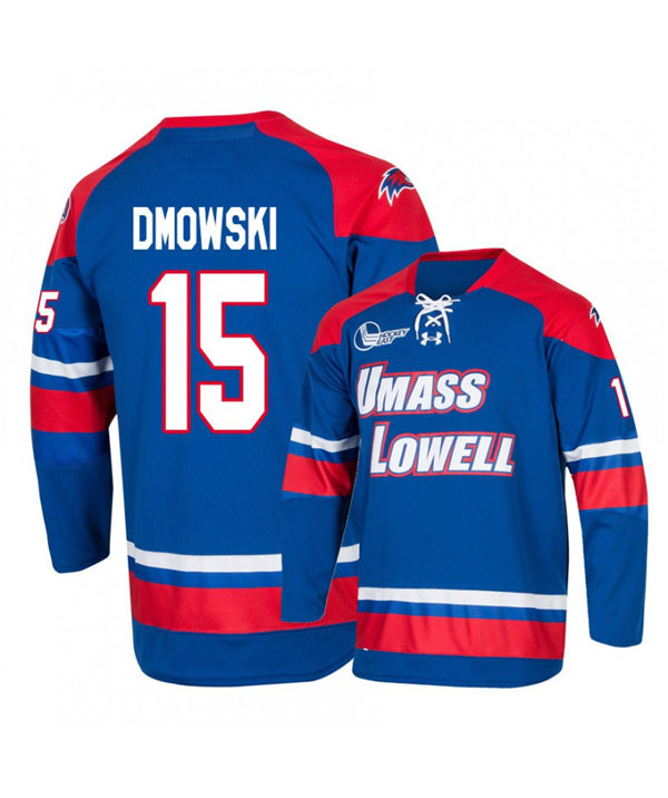 Mens UMass Lowell River Hawks #15 Ryan Dmowski 2020 Royal Away Under Armour College Hockey 