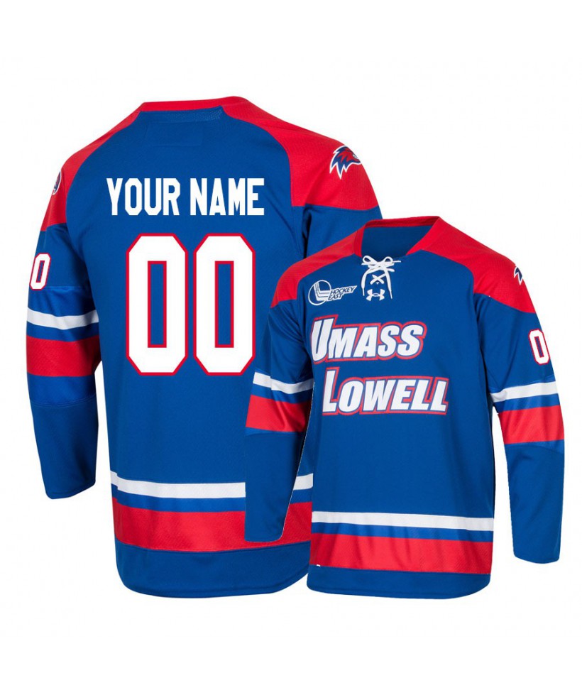 Mens UMass Lowell River Hawks Custom 2020 Royal Away Under Armour College Hockey Jersey 